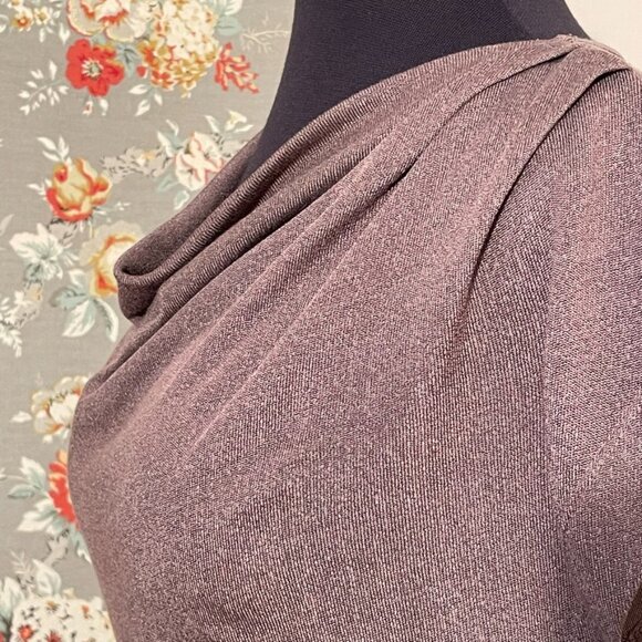 💕 HP- ANN TAYLOR DRESS- Cowl Neck Mini Dress- Brown Size XSP - Picture 6 of 11